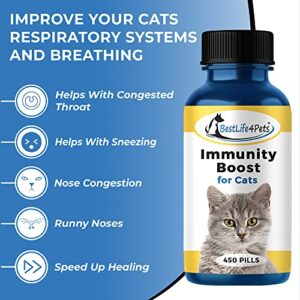 Immunity Boost for Cats Supplement – Helps Your Feline's Respiratory and Digestive System Fight Off Colds and Infections – All Natural, No Fuss Remedy (450 Pills)