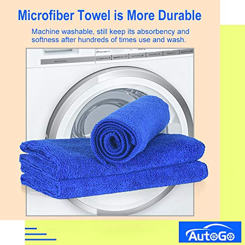 AutoGo 16x16 Inch Pack of 3 Versatile Microfiber Cleaning Cloth, High-Absorbent Lint-Free Streak-Free Towel for Car, House, Kitchen, Window, etc.