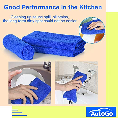 AutoGo 16x16 Inch Pack of 3 Versatile Microfiber Cleaning Cloth, High-Absorbent Lint-Free Streak-Free Towel for Car, House, Kitchen, Window, etc.