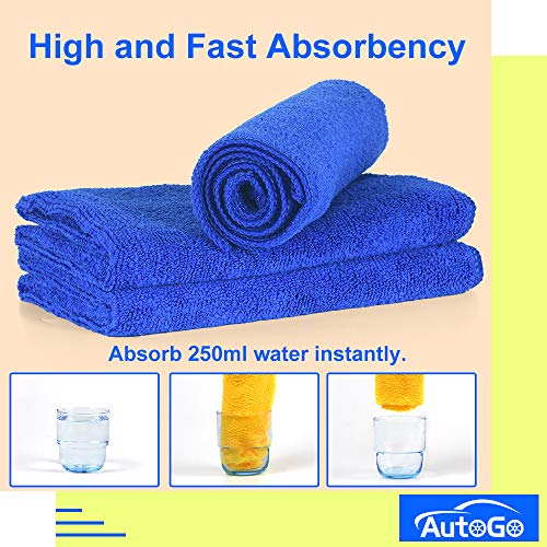 AutoGo 16x16 Inch Pack of 3 Versatile Microfiber Cleaning Cloth, High-Absorbent Lint-Free Streak-Free Towel for Car, House, Kitchen, Window, etc.