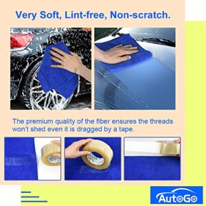 AutoGo 16x16 Inch Pack of 3 Versatile Microfiber Cleaning Cloth, High-Absorbent Lint-Free Streak-Free Towel for Car, House, Kitchen, Window, etc.