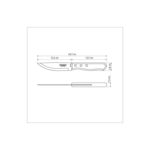 Tramontina 5” Jumbo Steak Knives Set of 4, Sharp Knife with Wooden Handle, ‎Camping, Kitchen, Rustic, 22399079