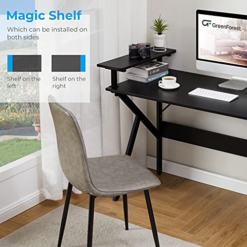 GreenForest Home Office Desk with Monitor Shelf Computer Gaming Desk 47 inch Writing Study Table for Workstation, Black