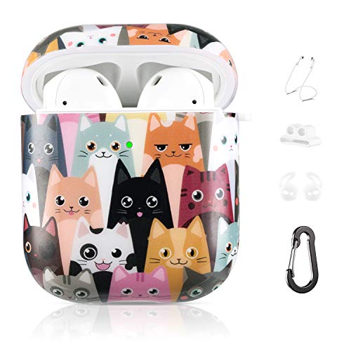 Drodalala Airpod Case for Women Girls Kids, Airpod Case Cover with TPU Durable Protective Cover, Shockproof Drop Proof Cool Airpods Case with Keychain (Cat Airpod Case