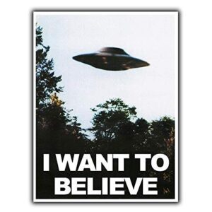 i want to believe in ufo aliens. retro decorative metal tin sign 8x12 inches