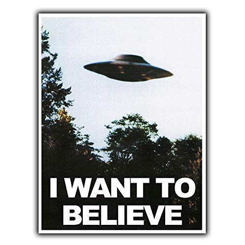 I Want to Believe in UFO Aliens. Retro Decorative Metal Tin Sign 8x12 inches