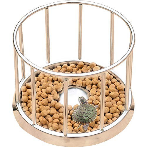 La La Pet® Stainless Steel Reptile Turtle Food Water Dispenser Feeder Food Bowl Feeding Dish for Lizard Tortoise Chameleon Round M