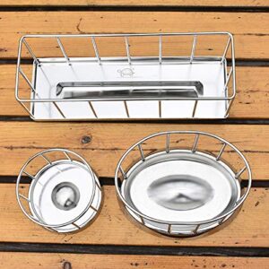 La La Pet® Stainless Steel Reptile Turtle Food Water Dispenser Feeder Food Bowl Feeding Dish for Lizard Tortoise Chameleon Round M