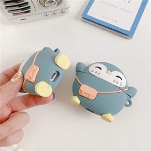 UR Sunshine Case Compatible with AirPods Pro, New Super Cute Shoulder Bag Jumping Penguin Cover Case, Soft Silicone Gel Stylish Blue Penguin Earphone Case Compatible with AirPods Pro +Hook