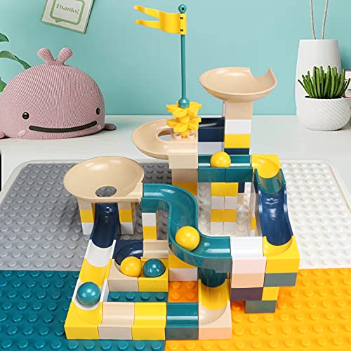 GobiDex All-in-One Kids Table and Chairs Set with 100PCS Marble Run Kids Building Blocks Toys for Kids Ages 3-5 Preschool Classroom Must Haves Multi Activity Water Table for Toddlers 1-3