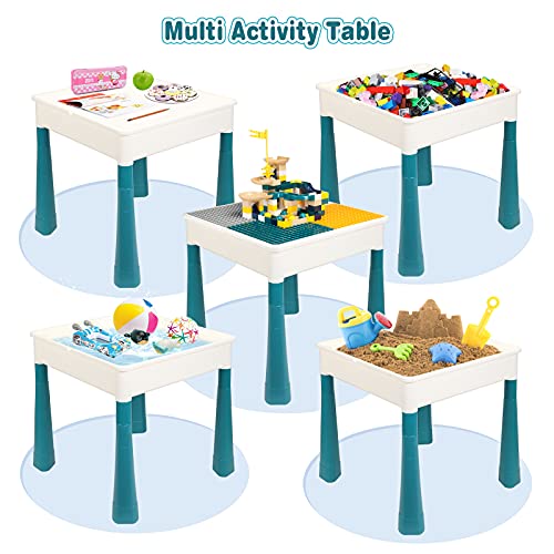 GobiDex All-in-One Kids Table and Chairs Set with 100PCS Marble Run Kids Building Blocks Toys for Kids Ages 3-5 Preschool Classroom Must Haves Multi Activity Water Table for Toddlers 1-3