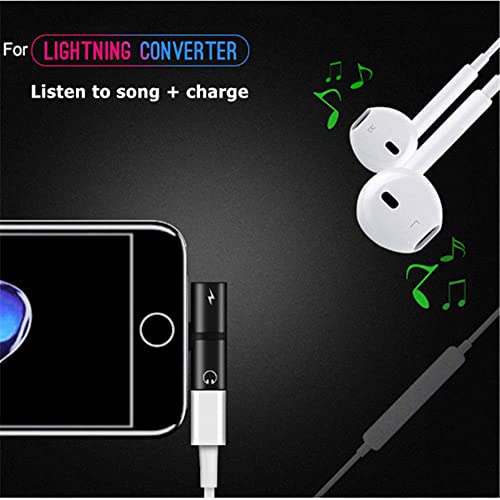 2 in 1 Charger Calling Adapter for iPhone 7 8 Plus X XS MAX XR Connector Splitter Audio Converter Support Charging Calling (Black)