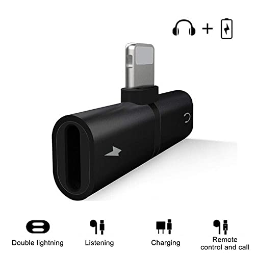 2 in 1 Charger Calling Adapter for iPhone 7 8 Plus X XS MAX XR Connector Splitter Audio Converter Support Charging Calling (Black)