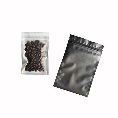 Ziplock, Leak Proof, 100 pc Smell Proof Resealable Bags (Black Matte Finish, 7 in x 9 in (18 cm x 23 cm)