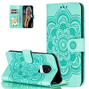 asdsinfor compatible with redmi note 9 pro case wallet case credit cards slot with stand for pu leather shockproof flip compatible with xiaomi redmi note 9 pro/note 9 pro max sunflower green ld