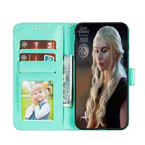 Asdsinfor Compatible with Redmi Note 9 Pro Case Wallet Case Credit Cards Slot with Stand for PU Leather Shockproof Flip Compatible with Xiaomi Redmi Note 9 Pro/Note 9 Pro Max Sunflower Green LD