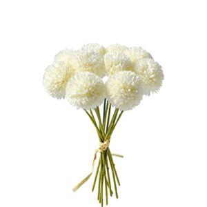 mandy's 10pcs white flowers artificial chrysanthemum ball silk flowers silk flowers 12" for home kitchen wedding decorations