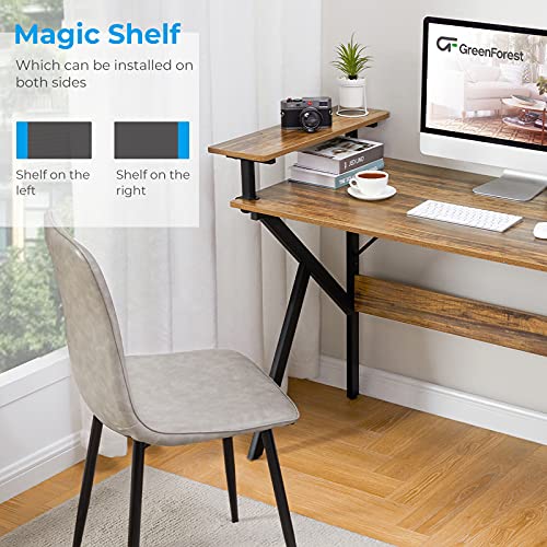 GreenForest Home Office Desk with Monitor Shelf Computer Gaming Desk 47 inch Writing Study Table for Workstation, Walnut