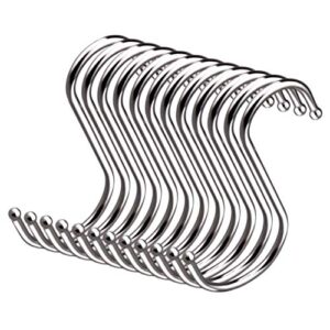 powerful metal s-shaped silver hooks hangers heavy-duty stainless steel nickel hanger storage rack for closet, work shop, bathroom, garden, house kitchen (20 pack)