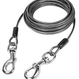 Mighty Paw Cable Tie Out for Dogs | 30’ Braided Steel Black Tieout. Chew Proof Lead for All Sized Pets. Great for Yard, Camping, and Outdoors. an Off-Leash Feel with Total Control (1/8", Up to 60lbs)