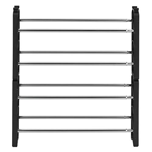 Seville Classics 4-Tier Expandable 24-Pair Shoe Rack Resin Freestanding Closet, Entryway, Bedroom Footwear Organizer, Chrome Poles