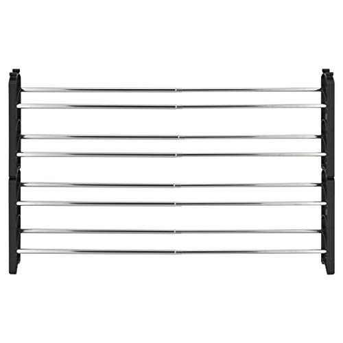 Seville Classics 4-Tier Expandable 24-Pair Shoe Rack Resin Freestanding Closet, Entryway, Bedroom Footwear Organizer, Chrome Poles