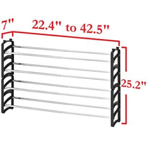 Seville Classics 4-Tier Expandable 24-Pair Shoe Rack Resin Freestanding Closet, Entryway, Bedroom Footwear Organizer, Chrome Poles