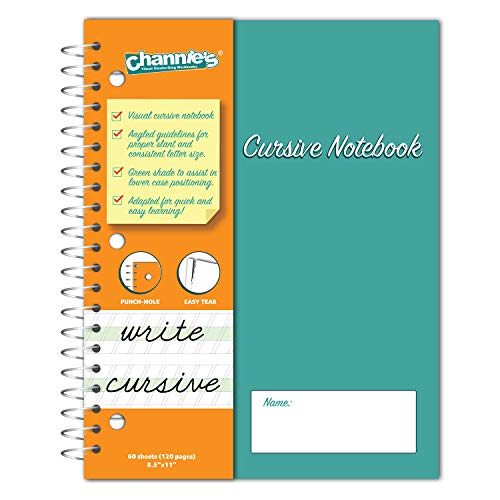 Channie's Visual Cursive Notebook 120Pages Easy to learn Practice Cursive Size 8.5” x 11”