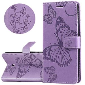 oopkins flip case for redmi note 9s elegant embossed card slots bookstyle wallet pu leather magnetic closure kickstand shockproof cover skin for xiaomi redmi note 9 pro big butterfly purple kt