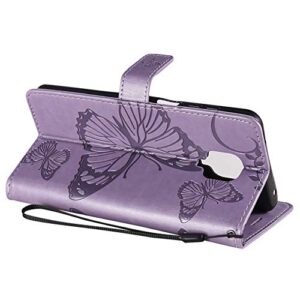 OOPKINS Flip Case for Redmi Note 9S Elegant Embossed Card Slots Bookstyle Wallet PU Leather Magnetic Closure Kickstand Shockproof Cover Skin for Xiaomi Redmi Note 9 Pro Big Butterfly Purple KT