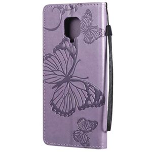 OOPKINS Flip Case for Redmi Note 9S Elegant Embossed Card Slots Bookstyle Wallet PU Leather Magnetic Closure Kickstand Shockproof Cover Skin for Xiaomi Redmi Note 9 Pro Big Butterfly Purple KT