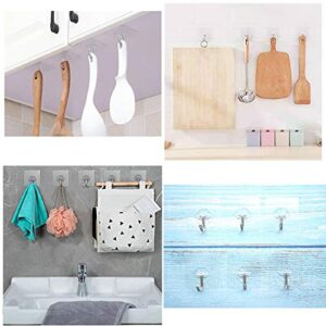 Wall Hooks 13.3lb(Max) Transparent Self Adhesive Hooks Waterproof Seamless Strong Hooks for Kitchen, Bathroom,12 Pack