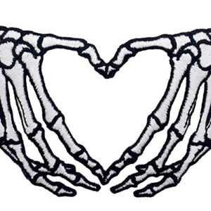 ZEGINs Skeleton Heart Hands Patch Embroidered Applique Iron On Sew On Emblem