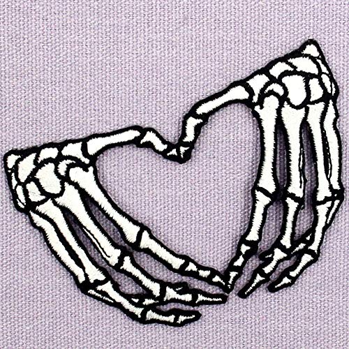 ZEGINs Skeleton Heart Hands Patch Embroidered Applique Iron On Sew On Emblem