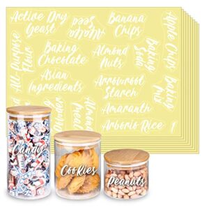 swommoly 243 white cursive pantry labels for food containers, water resistant pantry kitchen labels stickers, organization labels for storage containers, jars, canisters