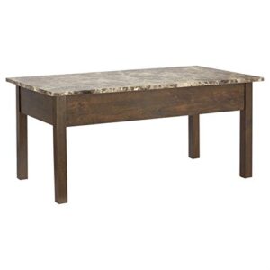 rockpoint living faux marble lift top coffee table,brown