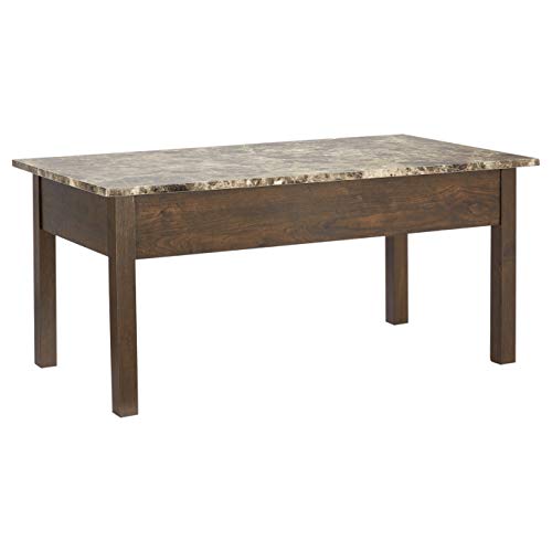 ROCKPOINT Living Faux Marble Lift Top Coffee Table,Brown