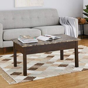 ROCKPOINT Living Faux Marble Lift Top Coffee Table,Brown