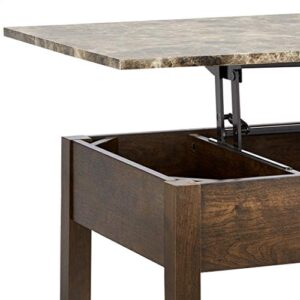 ROCKPOINT Living Faux Marble Lift Top Coffee Table,Brown