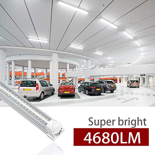 Kihung 3FT LED Shop Light Fixture, V Shape T8 Tube Light, 36W, 4680lm, 6000K, Linkable LED Shop Light Fixture, 3 Foot Tube Light, Corded Electric with Built-in ON/Off Switch (8 Pack)