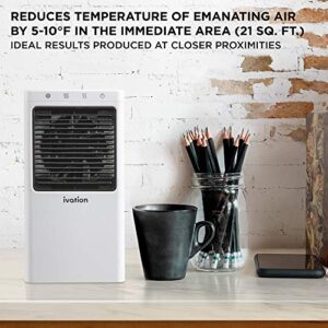 Ivation Personal Mini Air Cooler, Portable USB-Powered Desktop Evaporative Swamp Cooler Fan Humidifier with 2-Speed Fan, 5-Hour Cooling for Home, Office Desktop or Car Up to 21 Sq/Ft
