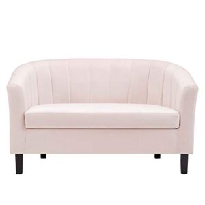 Modway Prospect Channel Tufted Performance Velvet Loveseat, Pink