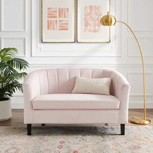 Modway Prospect Channel Tufted Performance Velvet Loveseat, Pink