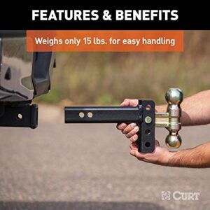 CURT 45903 Slim Adjustable Trailer Hitch Ball Mount, Fits 2-Inch Receiver, 3-3/4-In Drop, 2 or 2-5/16-Inch Balls, 10,000 Pounds, Black