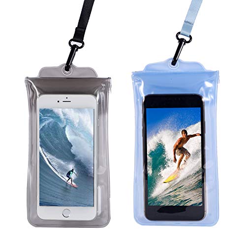 Glimmer Reflective Waterproof Phone Pouch, Universal Phone Case Dry Bag for iPhone 11 Pro Max Galaxy Pixel up to 6.5" (Black Blue)