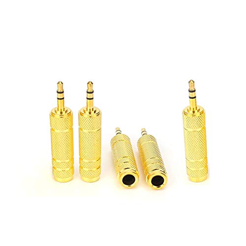 Eledabra 1/4'' to 3.5mm Stereo Headphone Adapter for Audio Connector Cable, 3.5mm(1/8'') Plug Male to 6.35mm (1/4'') Jack Female Stereo Adapter for Headphone, Amp Adapte -5PCS