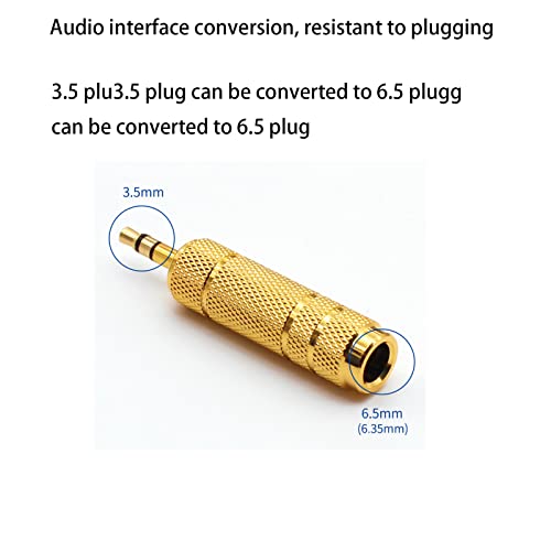 Eledabra 1/4'' to 3.5mm Stereo Headphone Adapter for Audio Connector Cable, 3.5mm(1/8'') Plug Male to 6.35mm (1/4'') Jack Female Stereo Adapter for Headphone, Amp Adapte -5PCS