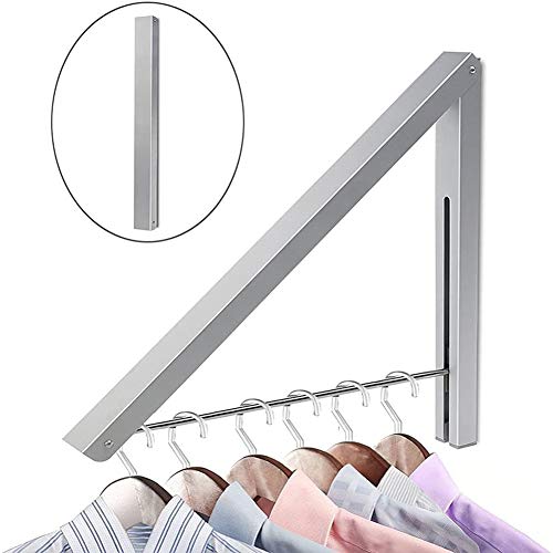 EOPRO Wall Mounted Drying Rack, Clothes Drying Rack Hanger, Closet Organizers and Storage with Aluminum, Folding Coat Rack Shelf Storage Organizer Space Savers…