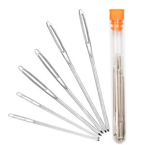 hekisn large-eye blunt needles, 6 piece pro quality stainless steel yarn knitting needles, sewing needles, crafting knitting weaving stringing needles (6 pieces)