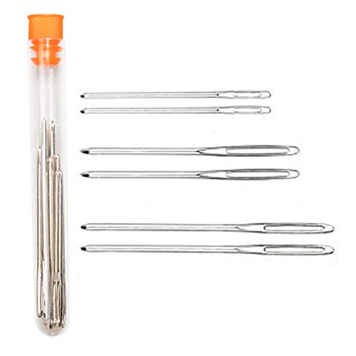 Hekisn Large-Eye Blunt Needles, 6 Piece Pro Quality Stainless Steel Yarn Knitting Needles, Sewing Needles, Crafting Knitting Weaving Stringing Needles (6 Pieces)